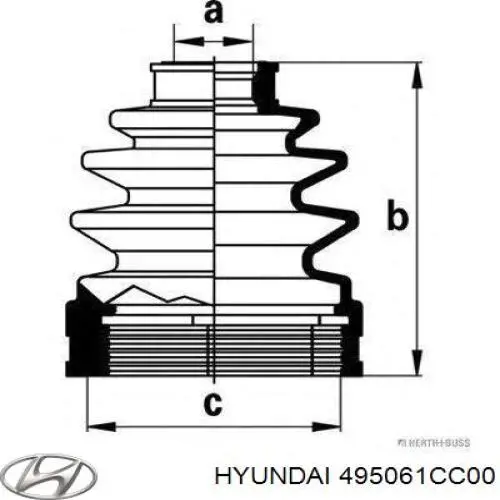 495061CC00 Hyundai/Kia пильник шруса внутрішній, передній піввісі