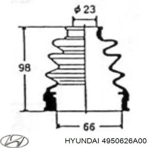 Пильник ШРУСа внутрішній, правий Hyundai/Kia 4950626A00 ціна, від 8.26 USD