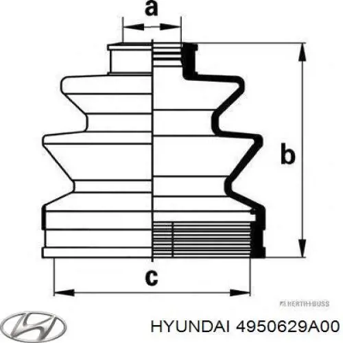 Пильник шарніра кутових швидкостей зовнішній передній Hyundai/Kia 4950629A00 ціна, від 5.43 USD
