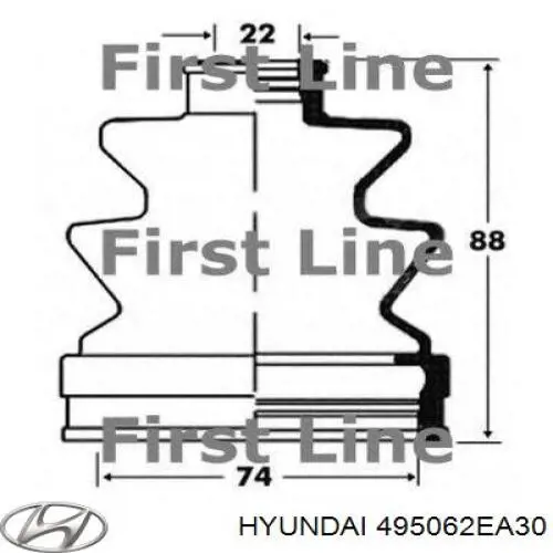 Купити 495062EA30 Hyundai/Kia Пильник шарніра кутових швидкостей внутрішній передній