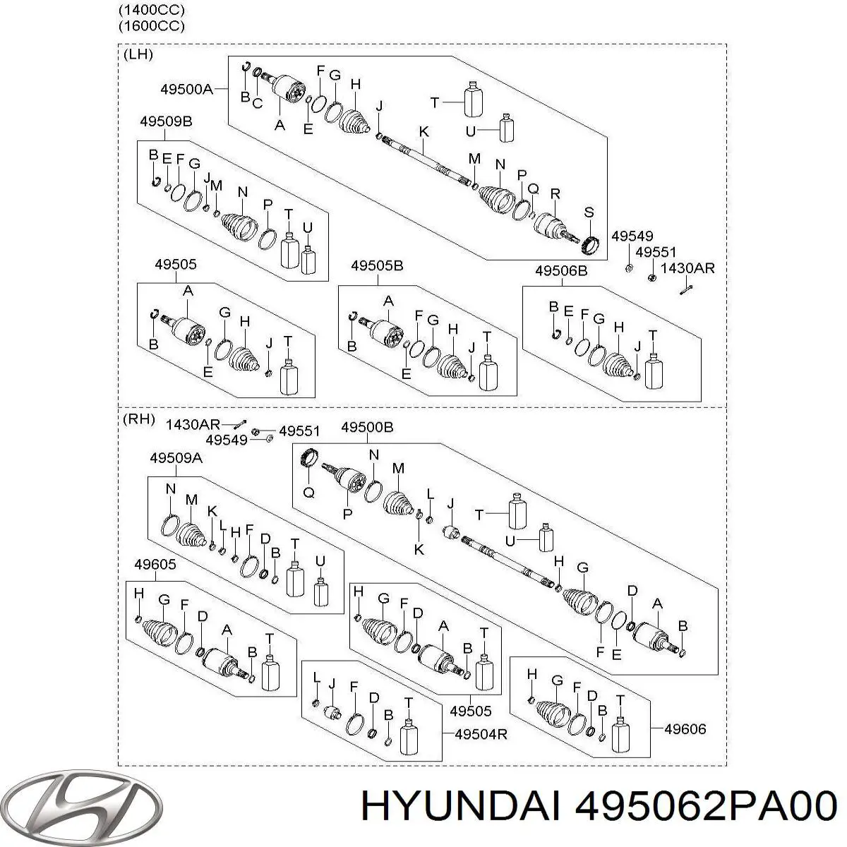 495062PA00 Hyundai/Kia Пильник гранати внутрішній, лівий