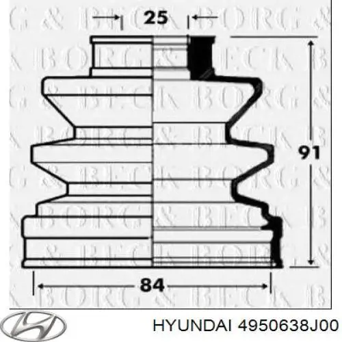 4950638J00 Hyundai/Kia пильник шруса внутрішній, передній піввісі