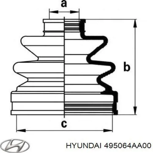 Пильник ШРУСа зовнішній, задньої піввісі 495064AA00 Hyundai/Kia