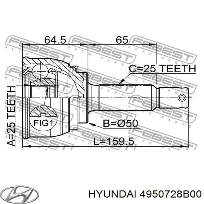 Купити 4950728B00 Hyundai/Kia ШРКШ зовнішній передній, правий
