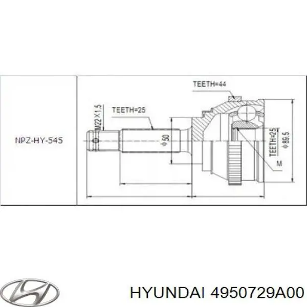 4950729A00 Hyundai/Kia шрус зовнішній передній