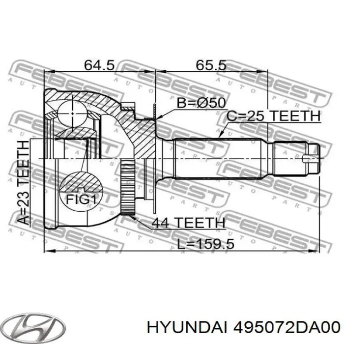 Купити 495072DA00 Hyundai/Kia Шарнір приводу зовнішній