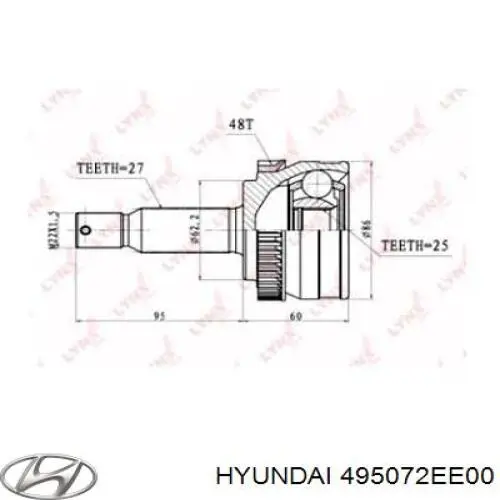 Купити 495072EE00 Hyundai/Kia ШРУС зовнішній передній, лівий