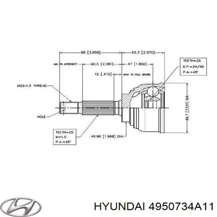 Привід передній лівий Hyundai Sonata III седан (1993 - 1998) ціна, від 240.72 USD