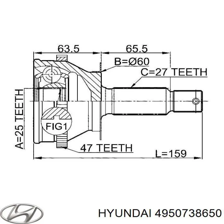 Купити 4950738650 Hyundai/Kia ШРКШ зовнішній передній, правий