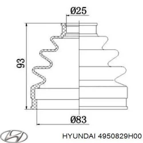 4950829H00 Hyundai/Kia піввісь (привід передня, права)