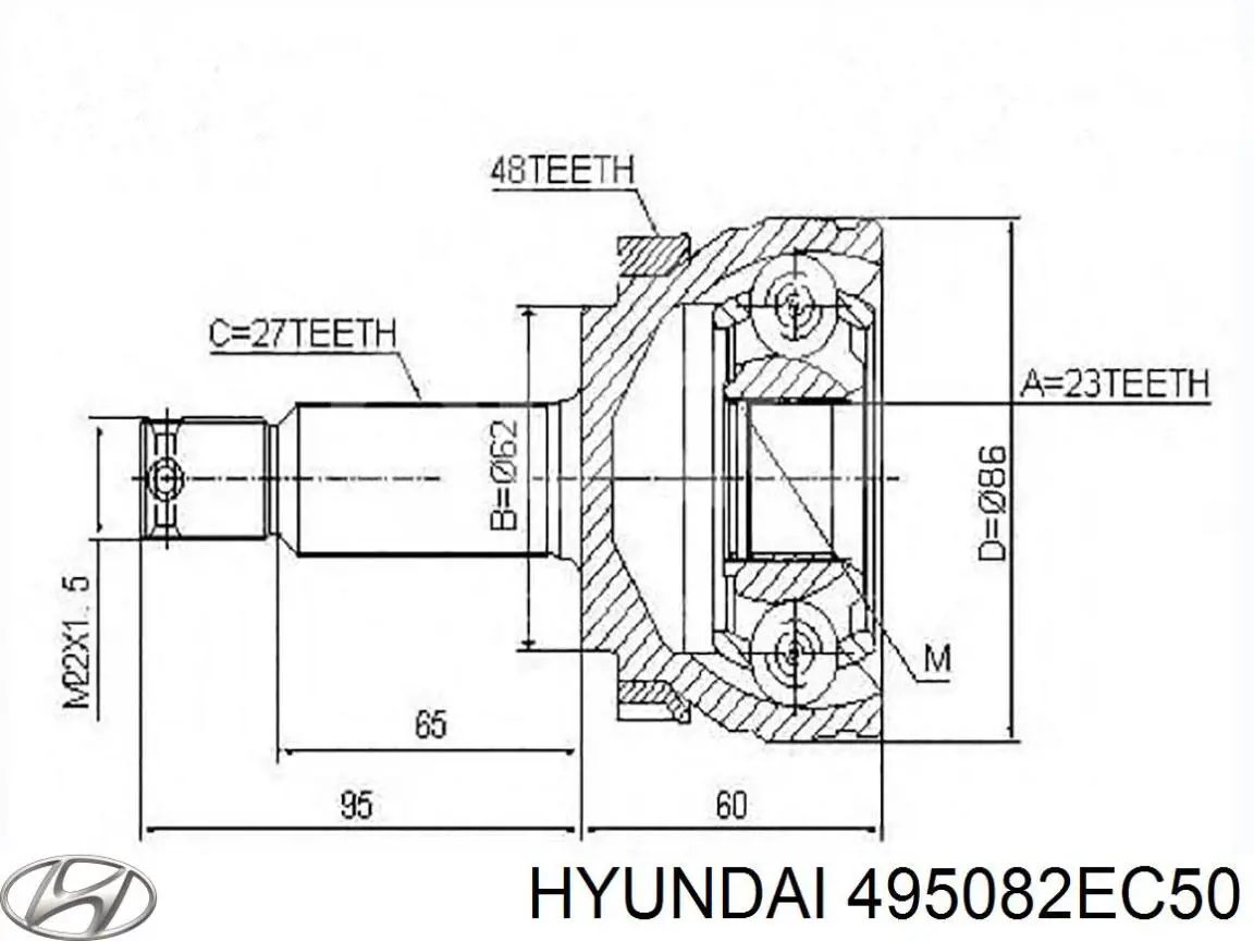 Купити 495082EC50 Hyundai/Kia ШРКШ зовнішній передній, правий