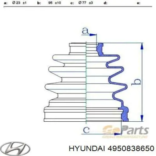 Купити 4950839800 Hyundai/Kia Пильник шарніра кутових швидкостей внутрішній передній