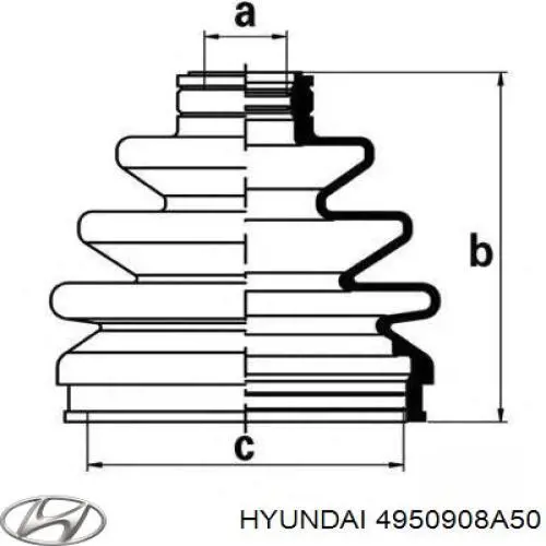 Пильник шарніра кутових швидкостей зовнішній передній Hyundai/Kia 4950908A50 ціна, від 5.89 USD