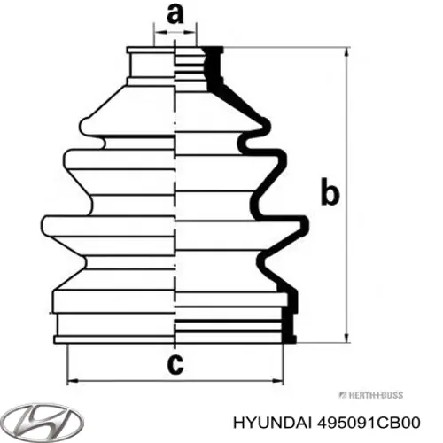 495091CB00 Hyundai/Kia Пильник ШРУСа зовнішній, передній піввісі