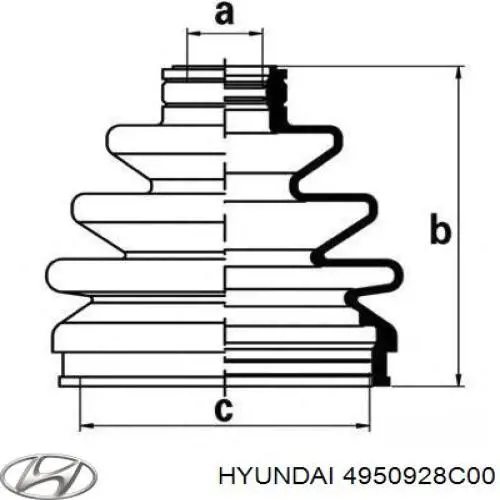 4950928C00 Hyundai/Kia пильник шруса зовнішній, передній піввісі