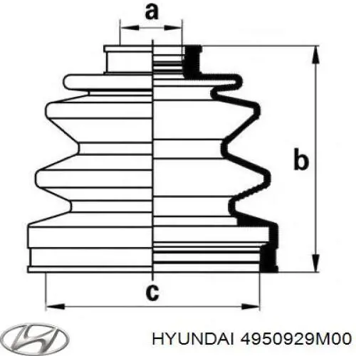 Пильник ШРУСа зовнішній, лівий 4950929M00 Hyundai/Kia