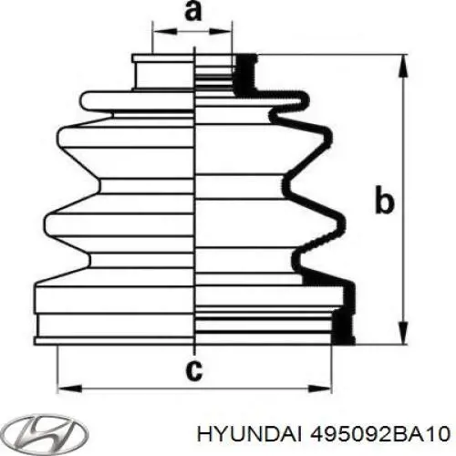 495092BA10 Hyundai/Kia пильник шруса зовнішній, лівий