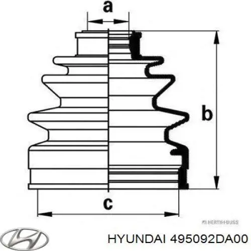 Пильник ШРУСа зовнішній 495092DA00 Hyundai/Kia