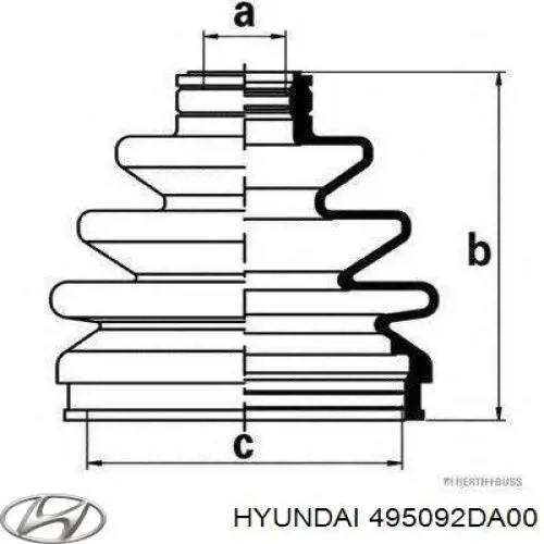 Пильник шарніра кутових швидкостей зовнішній передній Hyundai/Kia 495092DA00 ціна, від 7.30 USD