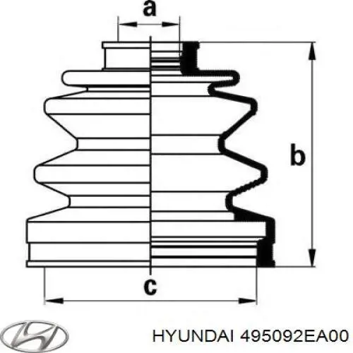 Пильник шарніра кутових швидкостей зовнішній передній Hyundai/Kia 495092EA00 ціна, від 7.87 USD