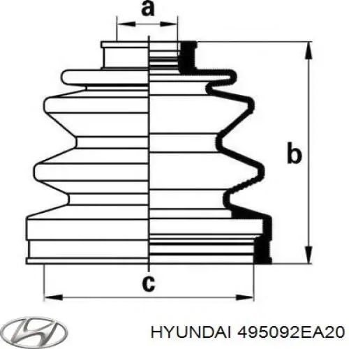 Пильник ШРУСа зовнішній, передній піввісі 495092EA20 Hyundai/Kia