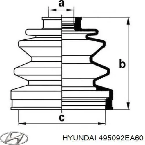 Купити 495092EA60 Hyundai/Kia Пильник ШРКШ зовнішній, задньої півосі
