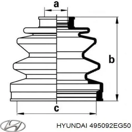 495092EG50 Hyundai/Kia пильник шруса зовнішній, передній піввісі