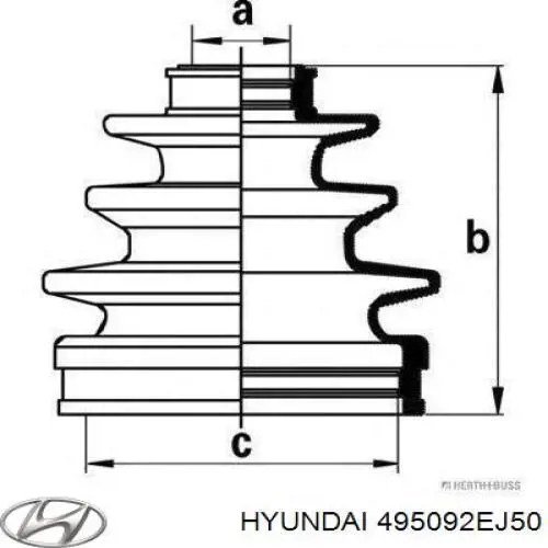 495092EJ50 Hyundai/Kia пильник шруса зовнішній, передній піввісі