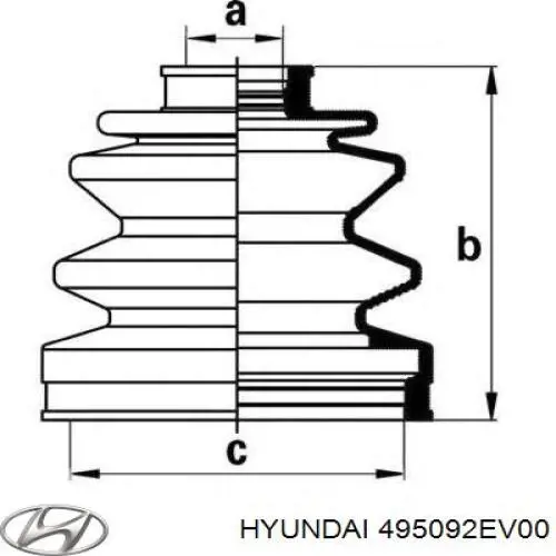 Пильник шарніра кутових швидкостей зовнішній передній Hyundai/Kia 495092EV00 ціна, від 1.98 USD
