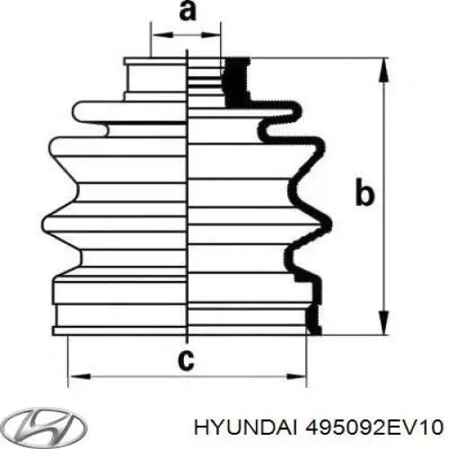 Пильник шарніра кутових швидкостей зовнішній передній Hyundai/Kia 495092EV10 ціна, від 15.57 USD
