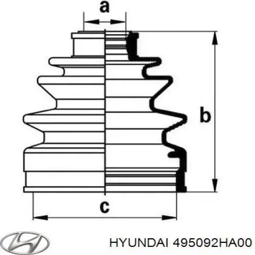 Купити 495092HA00 Hyundai/Kia Пильник шарніра приводу
