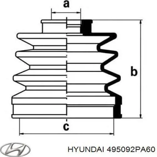 Пильник зовнішньої гранати, задньої півосі Hyundai/Kia 495092PA60 ціна, від 25.86 USD