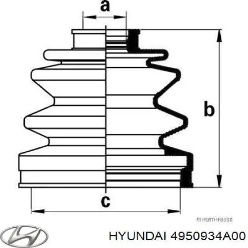 Пильник ШРУСа зовнішній, передній піввісі 4950934A00 Hyundai/Kia