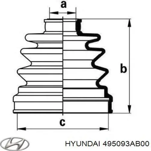 Пильник ШРУСа зовнішній 495093AB00 Hyundai/Kia
