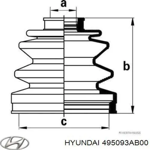 495093AB00 Hyundai/Kia пильник шруса зовнішній, передній піввісі