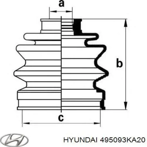 Пильник шарніра кутових швидкостей зовнішній лівий Hyundai/Kia 495093KA20 ціна, від 7.58 USD