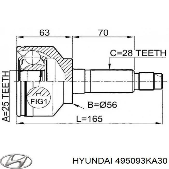 495093KA30 Hyundai/Kia Пильник ШРУСа зовнішній, правий