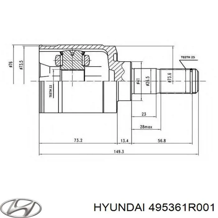 495361R001 Hyundai/Kia шрус внутрішній, передній, лівий