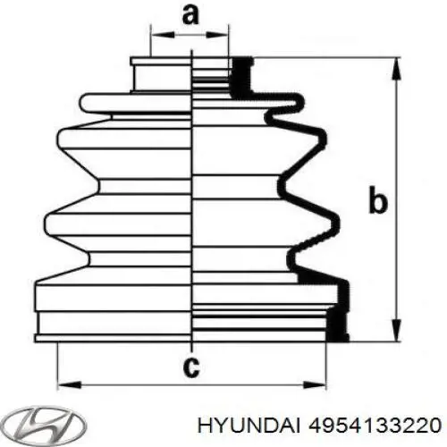 4954133220 Hyundai/Kia Пильник ШРУСа зовнішній, передній піввісі
