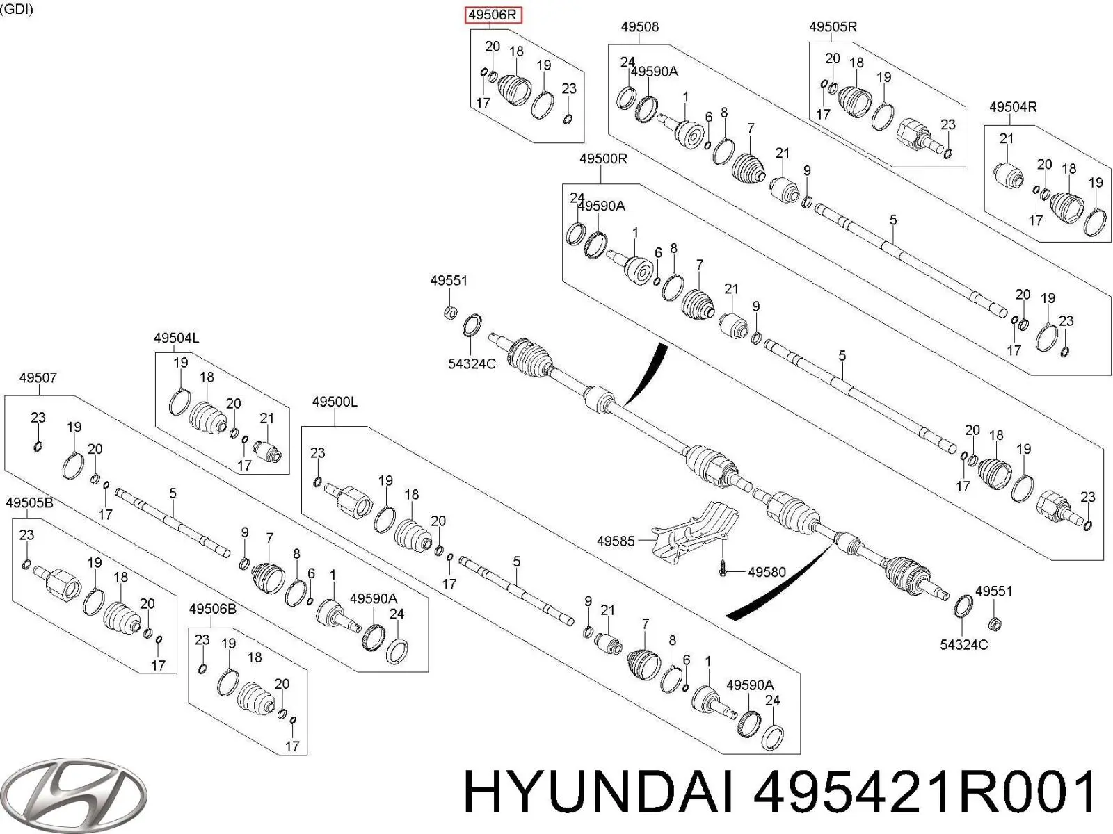 Купити 495421R001 Hyundai/Kia Пильник шарніра кутових швидкостей внутрішній передній