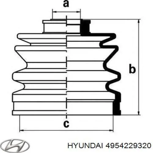 Купити 4954229320 Hyundai/Kia Пильник шарніра кутових швидкостей внутрішній передній