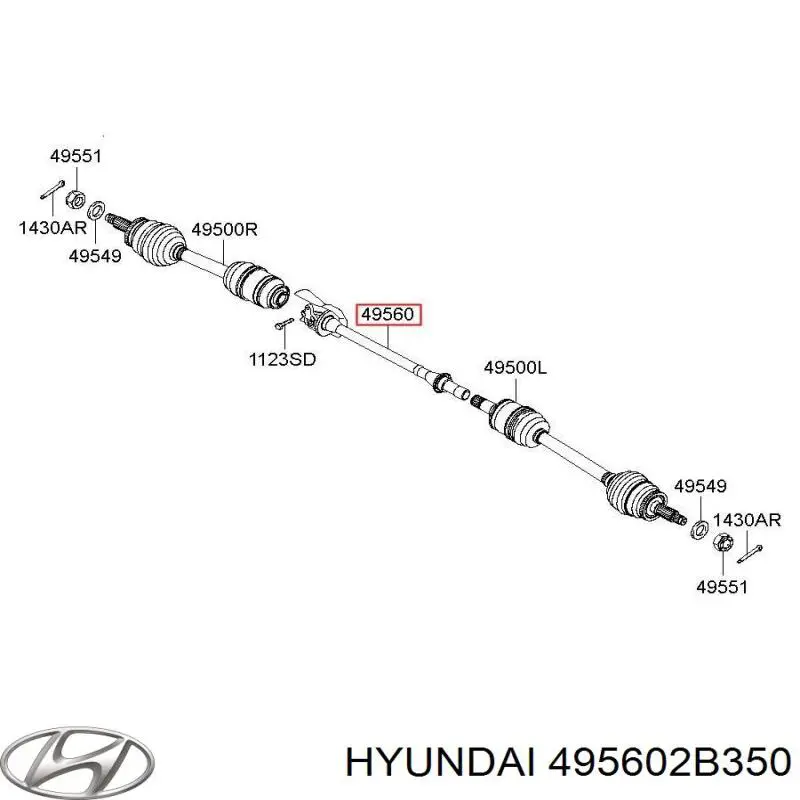 Купити 495602B350SJ Hyundai/Kia Приводний вал проміжний
