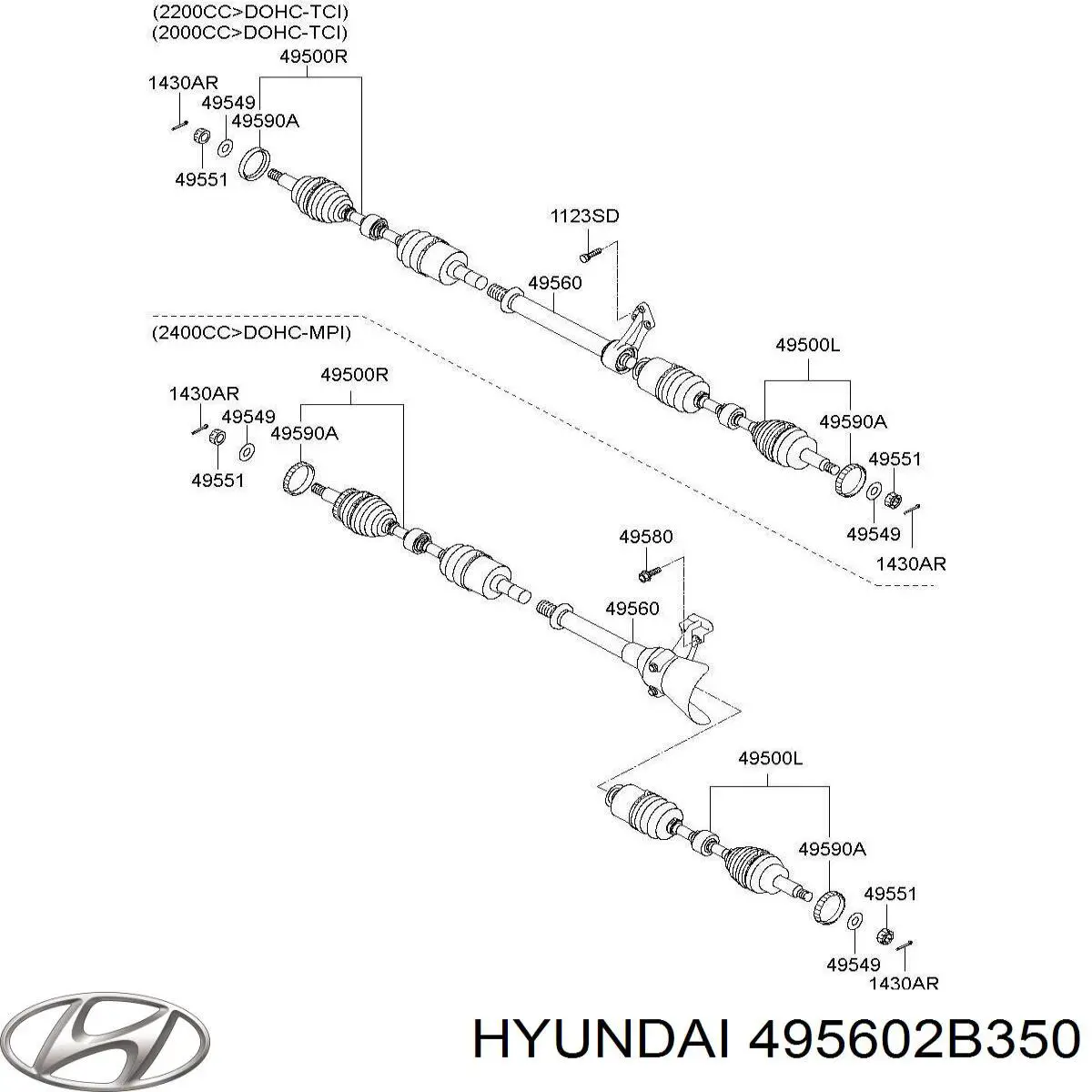 495602B350 Hyundai/Kia вал приводу проміжний