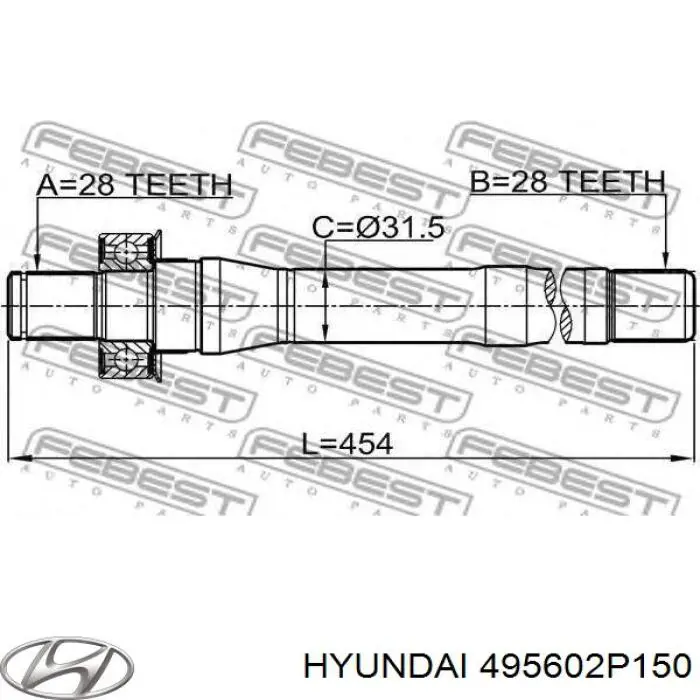 495602P150 Hyundai/Kia вал приводу проміжний