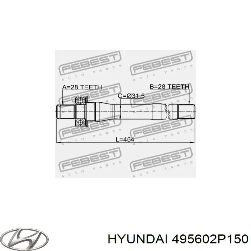 Купити 495602P150 Hyundai/Kia Приводний вал проміжний