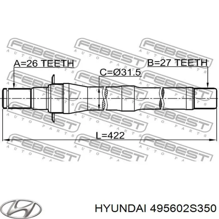 495602S350 Hyundai/Kia вал приводу проміжний
