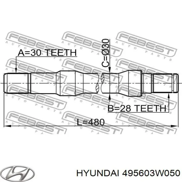 495603W050FFF Hyundai/Kia вал приводу проміжний