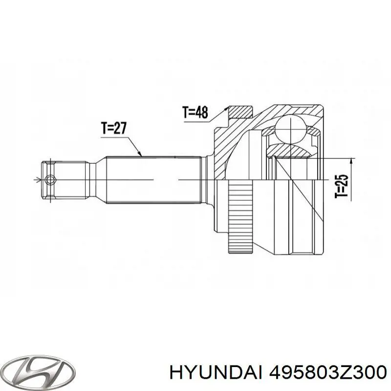 ШРУС зовнішній передній, правий 495803Z300 Hyundai/Kia