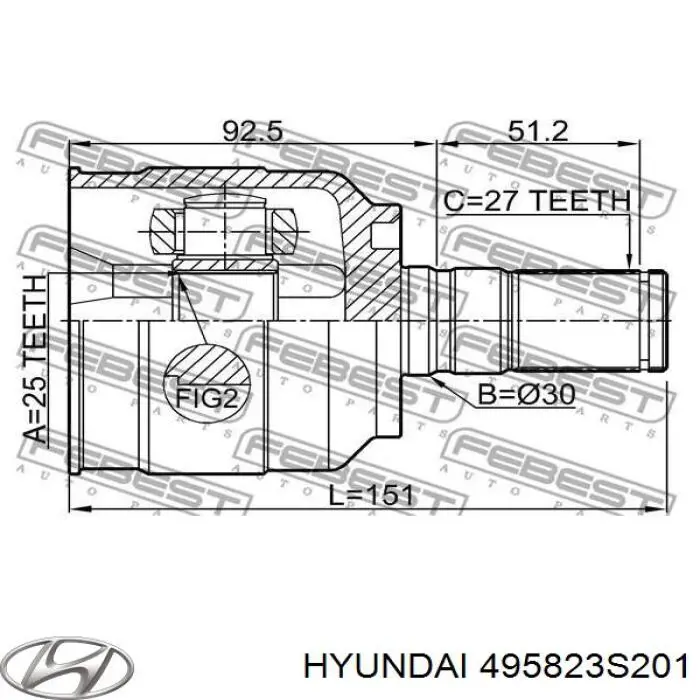 ШРКШ внутрішній, передній Hyundai/Kia 495823S201 ціна, від 36.64 USD