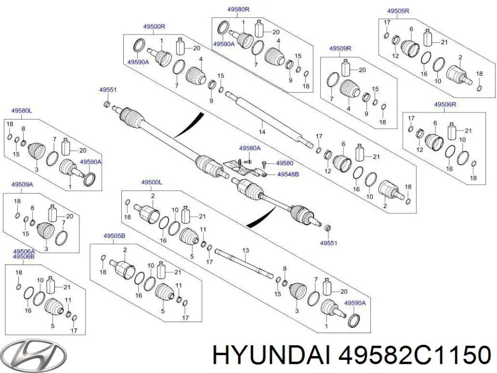49582C1150 Hyundai/Kia шрус внутрішній, передній, правий